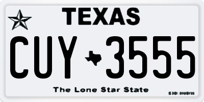 TX license plate CUY3555