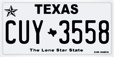 TX license plate CUY3558