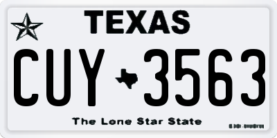 TX license plate CUY3563