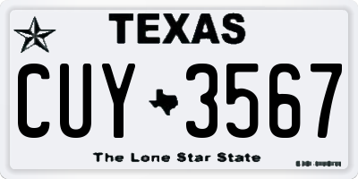 TX license plate CUY3567