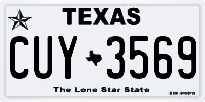 TX license plate CUY3569