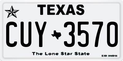 TX license plate CUY3570