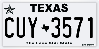 TX license plate CUY3571