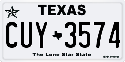 TX license plate CUY3574