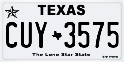 TX license plate CUY3575