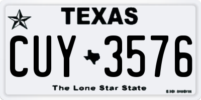 TX license plate CUY3576