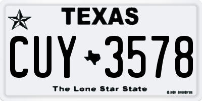 TX license plate CUY3578