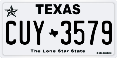 TX license plate CUY3579