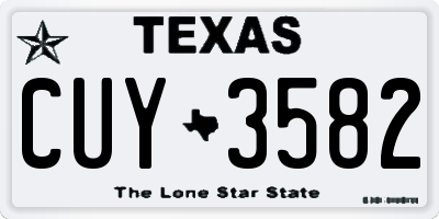 TX license plate CUY3582