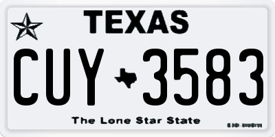 TX license plate CUY3583