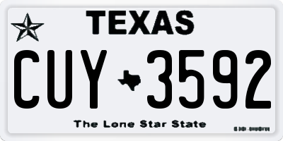 TX license plate CUY3592