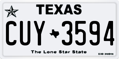 TX license plate CUY3594