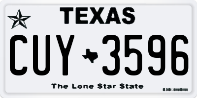 TX license plate CUY3596