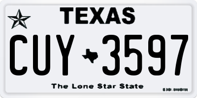 TX license plate CUY3597