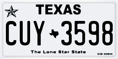 TX license plate CUY3598