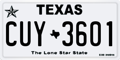 TX license plate CUY3601