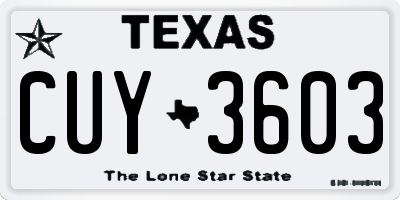 TX license plate CUY3603
