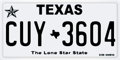 TX license plate CUY3604