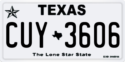 TX license plate CUY3606