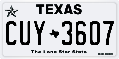 TX license plate CUY3607