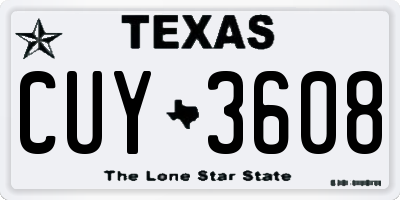 TX license plate CUY3608