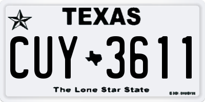 TX license plate CUY3611