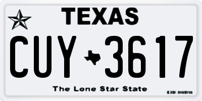 TX license plate CUY3617