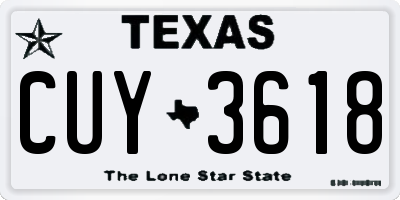 TX license plate CUY3618