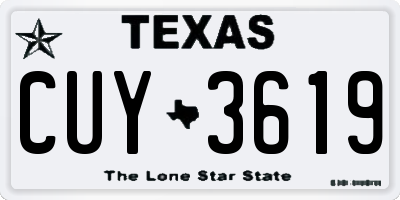 TX license plate CUY3619