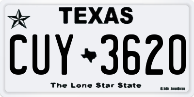 TX license plate CUY3620