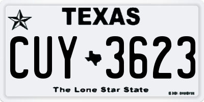 TX license plate CUY3623