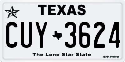 TX license plate CUY3624