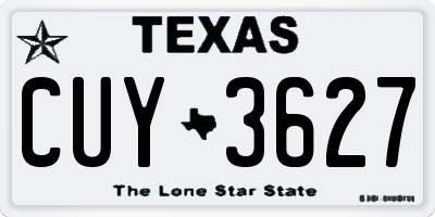 TX license plate CUY3627