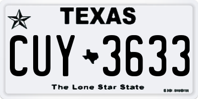 TX license plate CUY3633