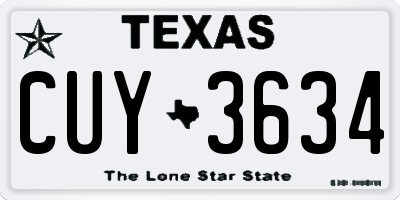 TX license plate CUY3634