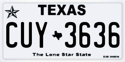 TX license plate CUY3636