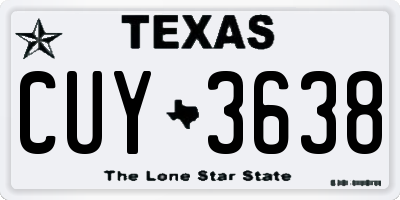 TX license plate CUY3638