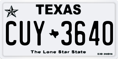 TX license plate CUY3640