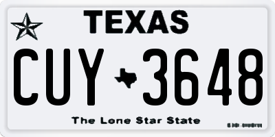 TX license plate CUY3648