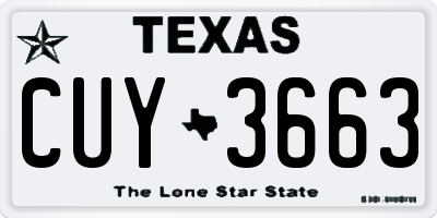 TX license plate CUY3663