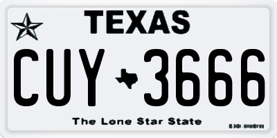 TX license plate CUY3666