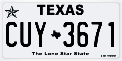 TX license plate CUY3671