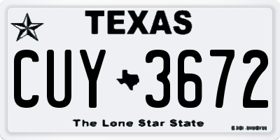 TX license plate CUY3672