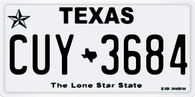 TX license plate CUY3684