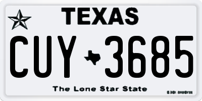 TX license plate CUY3685