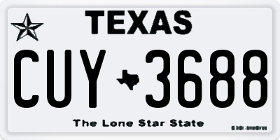 TX license plate CUY3688