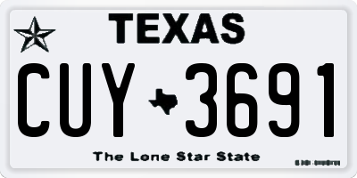 TX license plate CUY3691