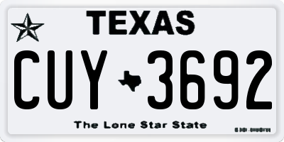 TX license plate CUY3692