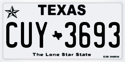 TX license plate CUY3693