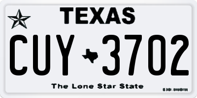 TX license plate CUY3702